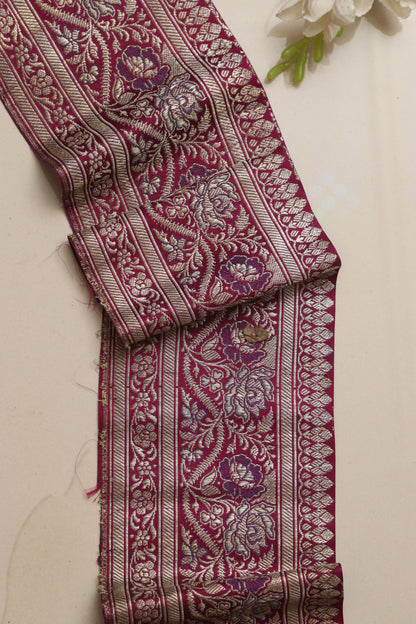 Pink Banarasi Handloom Vintage Pure Silk Border Lace ( 1 Mtr ) - Luxurion World