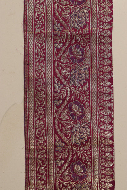 Pink Banarasi Handloom Vintage Pure Silk Border Lace ( 1 Mtr ) - Luxurion World