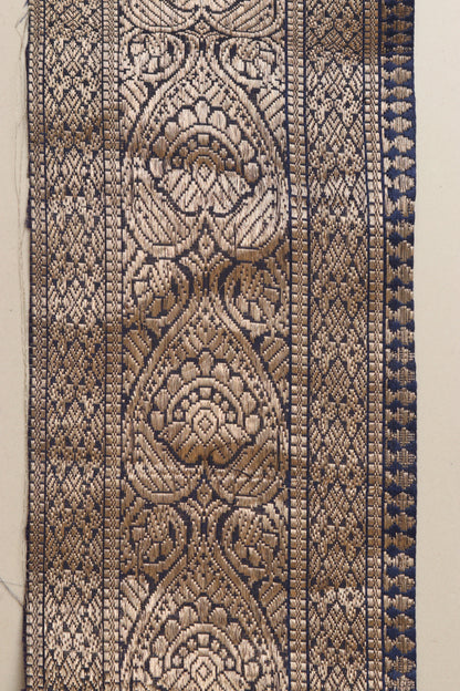 Blue Banarasi Handloom Vintage Pure Silk Border Lace ( 1 Mtr ) - Luxurion World