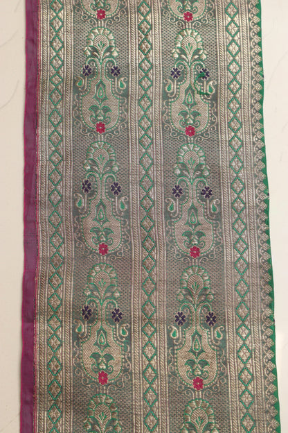 Green Banarasi Handloom Vintage Pure Silk Border Lace ( 1 Mtr ) - Luxurion World