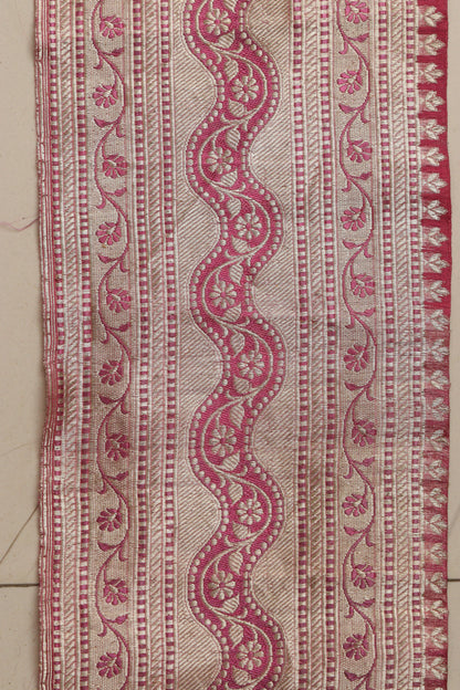 Pink Banarasi Handloom Vintage Pure Silk Border Lace ( 1 Mtr ) - Luxurion World