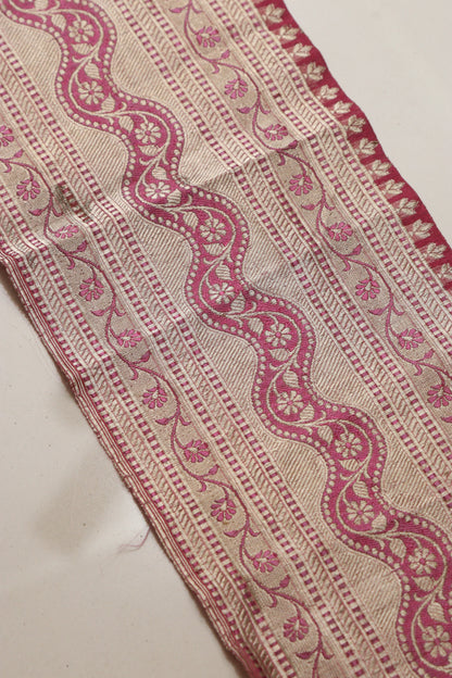 Pink Banarasi Handloom Vintage Pure Silk Border Lace ( 1 Mtr ) - Luxurion World