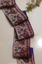 Blue Banarasi Handloom Vintage Pure Silk Border Lace ( 1 Mtr ) - Luxurion World