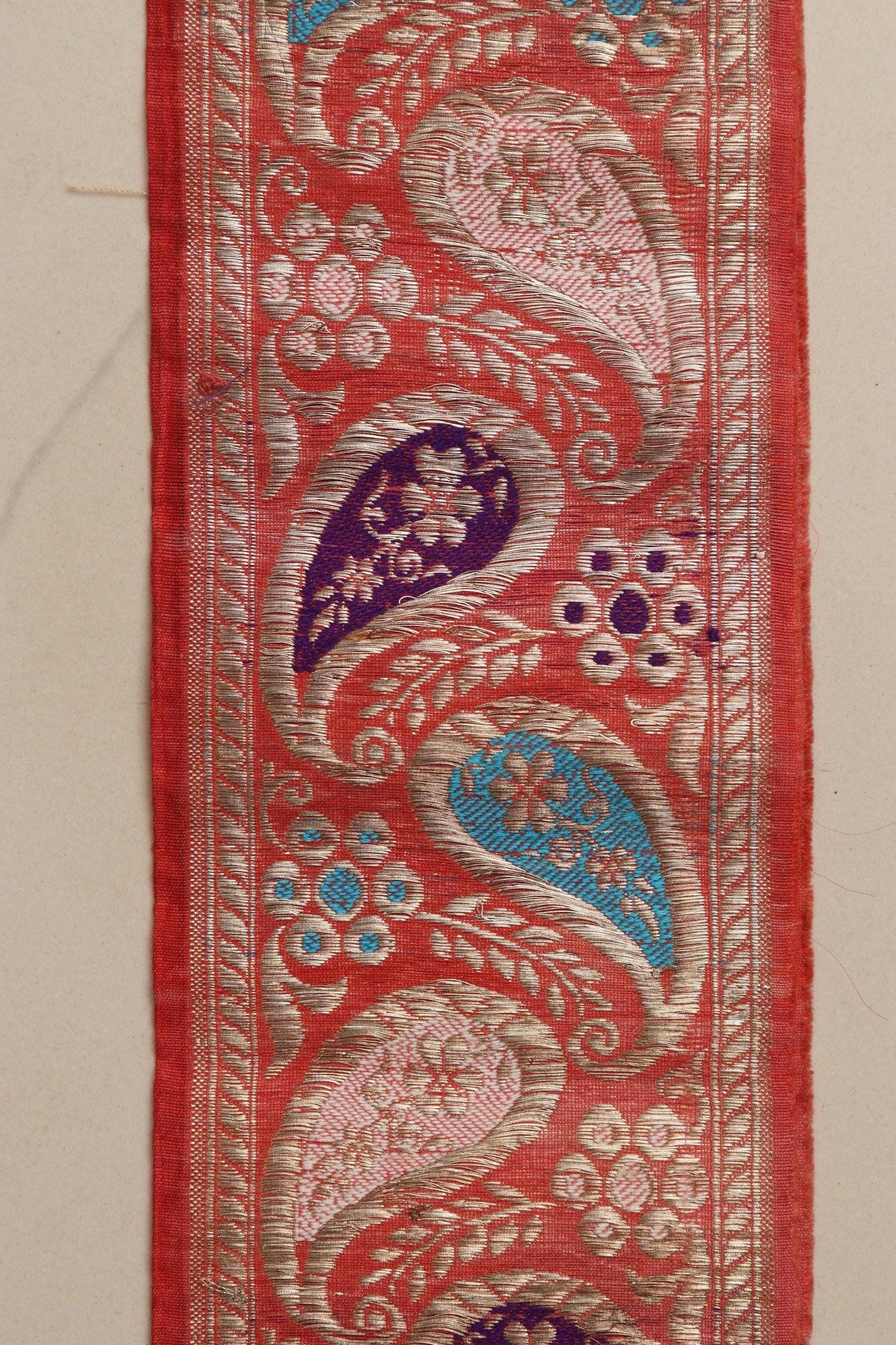 Orange Banarasi Handloom Vintage Pure Silk Border Lace ( 1 Mtr ) - Luxurion World