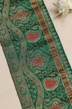 Green Banarasi Handloom Vintage Pure Silk Border Lace ( 1 Mtr ) - Luxurion World