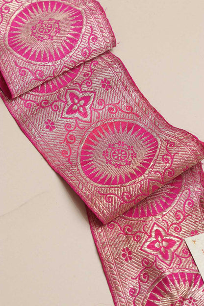 Pink Banarasi Handloom Vintage Pure Silk Border Lace ( 1 Mtr ) - Luxurion World