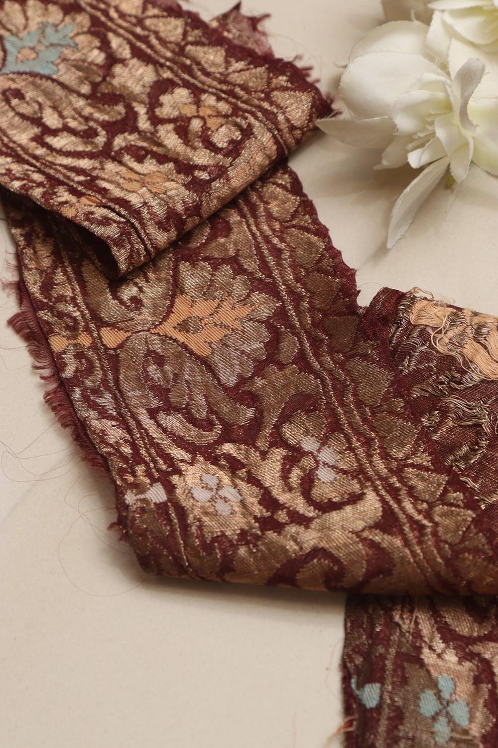 Brown Banarasi Handloom Vintage Pure Silk Border Lace ( 1 Mtr ) - Luxurion World