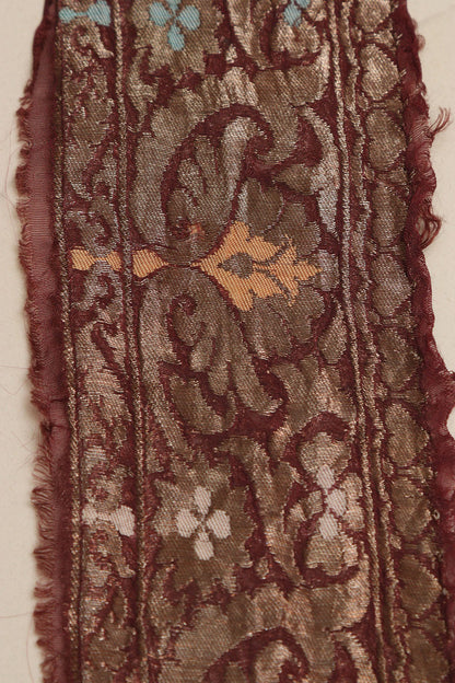 Brown Banarasi Handloom Vintage Pure Silk Border Lace ( 1 Mtr ) - Luxurion World