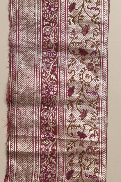 Pink Banarasi Handloom Vintage Pure Silk Border Lace ( 1 Mtr ) - Luxurion World