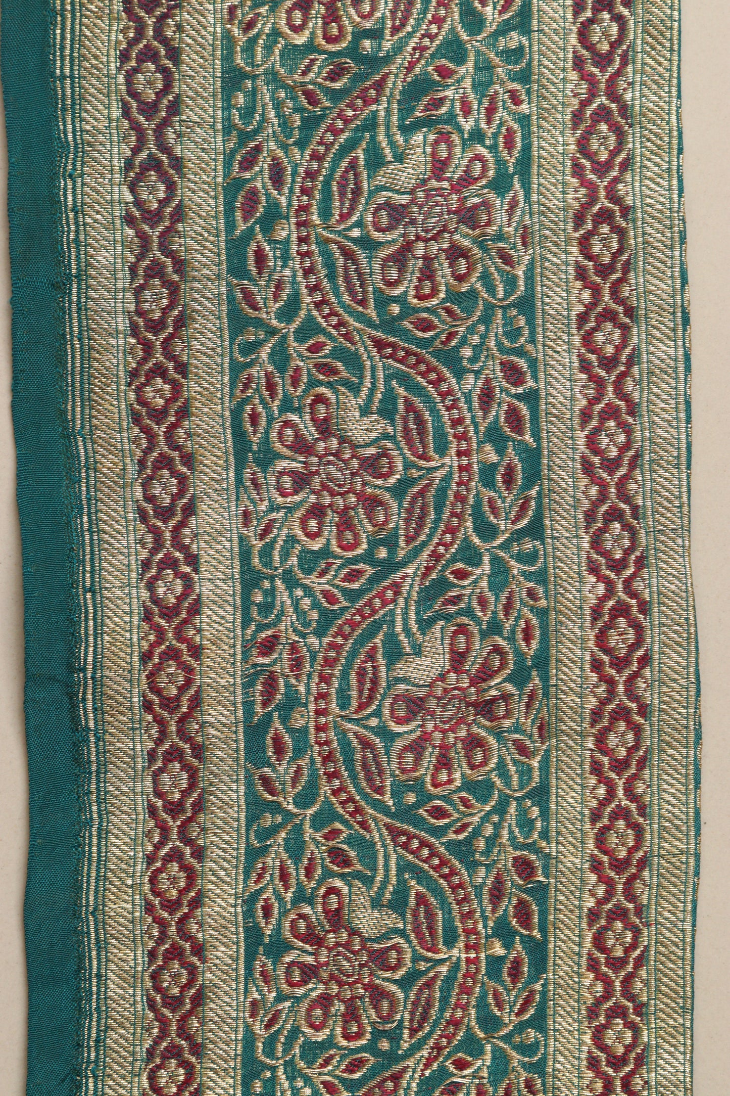 Blue Banarasi Handloom Vintage Pure Silk Border Lace ( 0.75 Mtr ) - Luxurion World