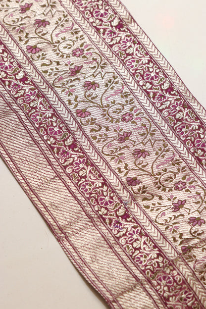 Pink Banarasi Handloom Vintage Pure Silk Border Lace ( 1.25 Mtr ) - Luxurion World
