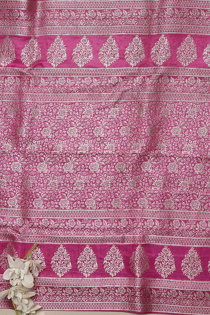 Pink Banarasi Handloom Vintage Pure Silk Border Lace - Luxurion World
