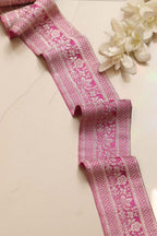Pink Banarasi Handloom Vintage Pure Silk Border Lace - Luxurion World
