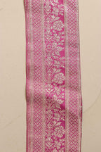 Pink Banarasi Handloom Vintage Pure Silk Border Lace - Luxurion World
