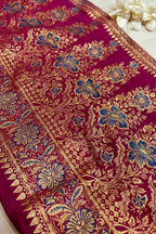 Pink Banarasi Handloom Vintage Pure Silk Border Lace - Luxurion World