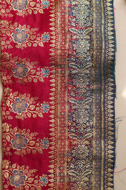 Pink Banarasi Handloom Vintage Pure Silk Border Lace - Luxurion World