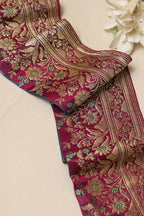 Pink Banarasi Handloom Vintage Pure Silk Border Lace ( 1 Mtr ) - Luxurion World