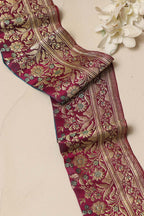 Pink Banarasi Handloom Vintage Pure Silk Border Lace ( 1 Mtr ) - Luxurion World