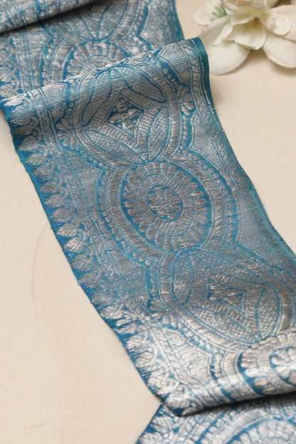 Blue Banarasi Handloom Vintage Pure Silk Border Lace ( 1 Mtr ) - Luxurion World