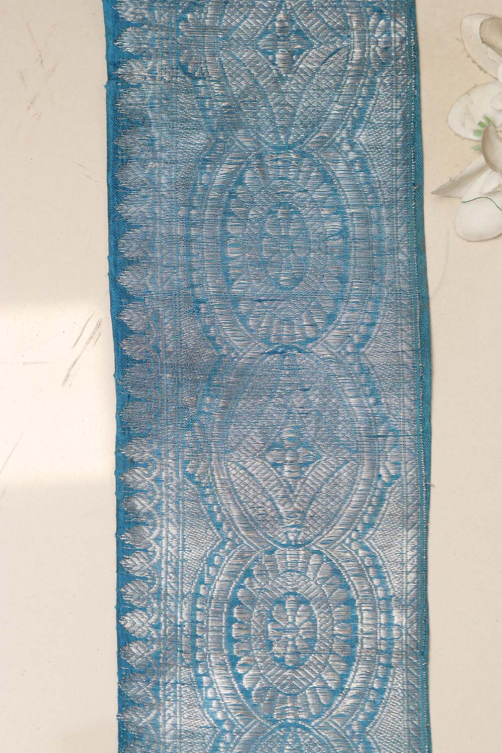 Blue Banarasi Handloom Vintage Pure Silk Border Lace ( 1 Mtr ) - Luxurion World