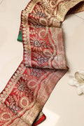 Red Banarasi Handloom Vintage Pure Silk Border Lace ( 1 Mtr ) - Luxurion World