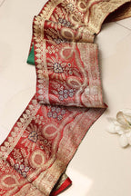 Red Banarasi Handloom Vintage Pure Silk Border Lace ( 1 Mtr ) - Luxurion World