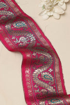 Pink Banarasi Handloom Vintage Pure Silk Border Lace ( 1 Mtr ) - Luxurion World