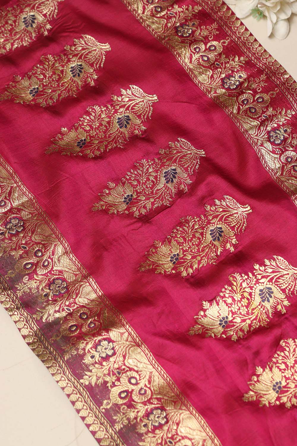 Pink Banarasi Handloom Vintage Pure Silk Border Lace ( 0.8 Mtr ) - Luxurion World