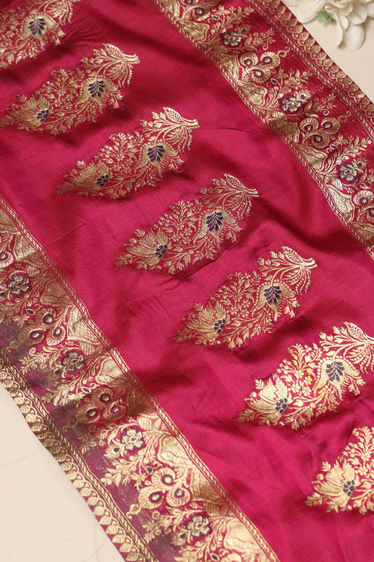 Pink Banarasi Handloom Vintage Pure Silk Border Lace ( 0.8 Mtr ) - Luxurion World
