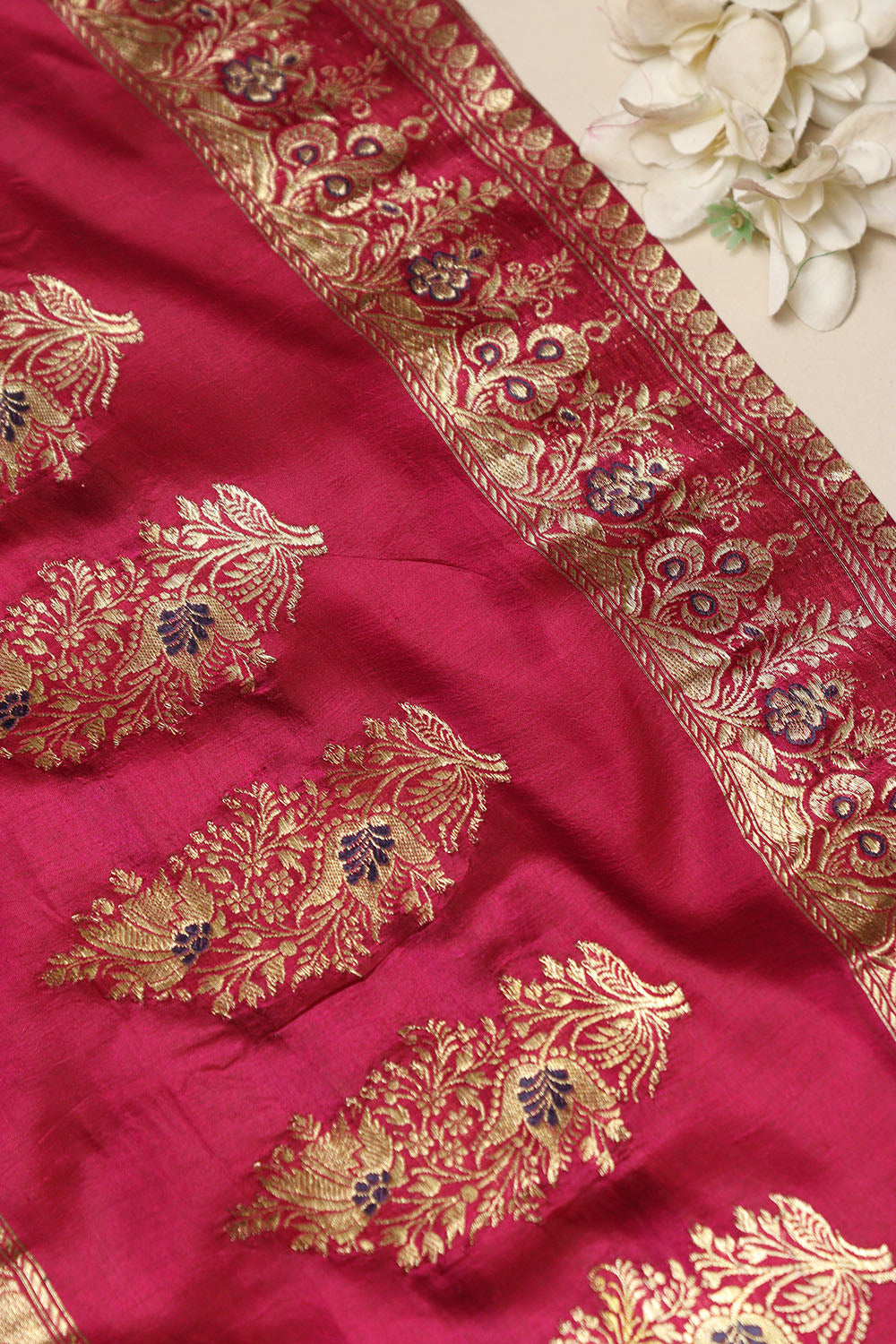 Pink Banarasi Handloom Vintage Pure Silk Border Lace ( 0.8 Mtr ) - Luxurion World