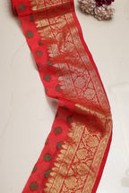 Stunning Red Banarasi Silk Lace ( 1 Mtr ) - Luxurion World