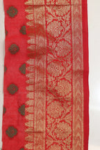Stunning Red Banarasi Silk Lace ( 1 Mtr ) - Luxurion World