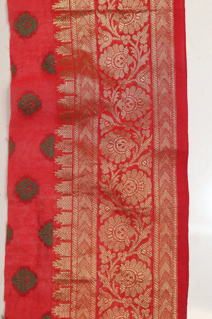 Stunning Red Banarasi Silk Lace ( 1 Mtr )