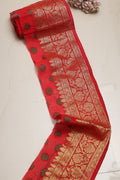 Stunning Red Banarasi Silk Lace ( 1 Mtr ) - Luxurion World