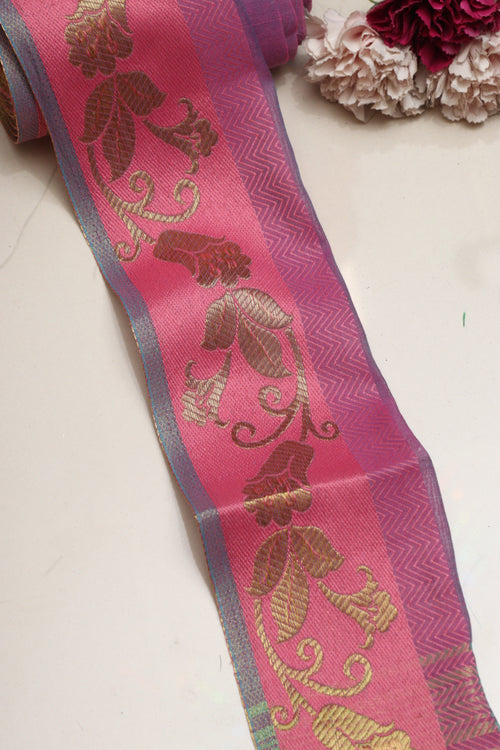 Pretty in Pink: Banarasi Silk Lace ( 1 Mtr ) - Luxurion World