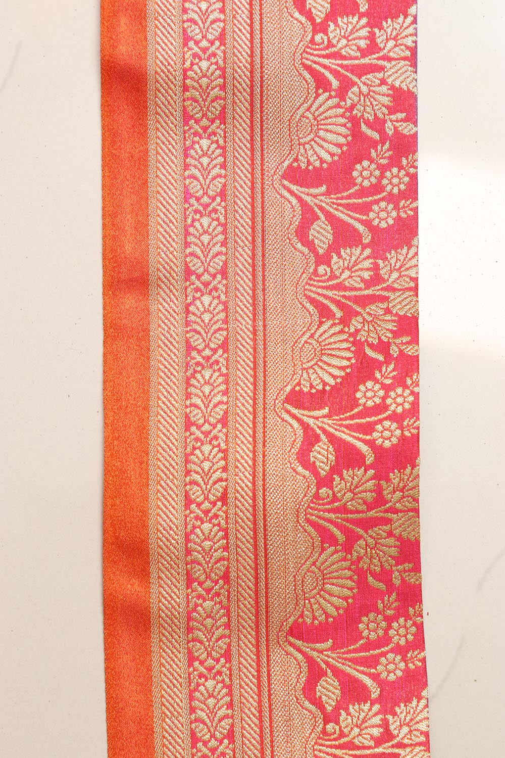 Pretty in Pink: Banarasi Silk Lace ( 1 Mtr ) - Luxurion World