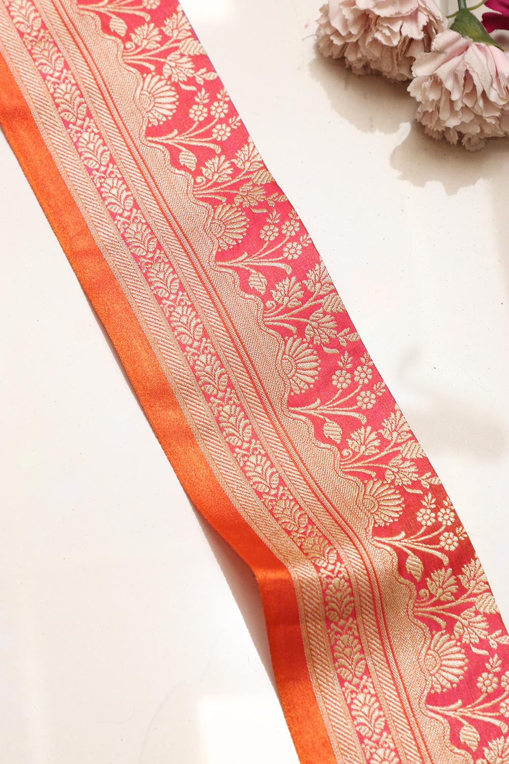 Pretty in Pink: Banarasi Silk Lace ( 1 Mtr ) - Luxurion World