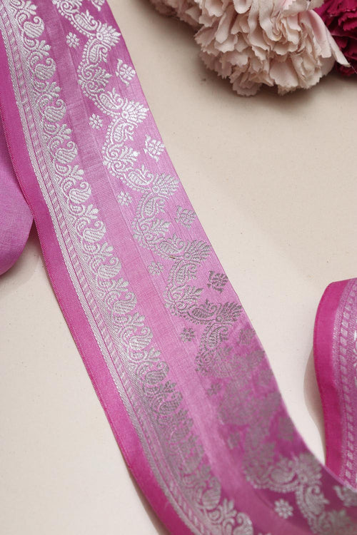 Pretty in Pink: Banarasi Silk Lace ( 1 Mtr ) - Luxurion World
