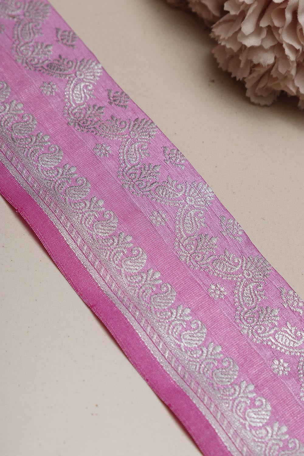Pretty in Pink: Banarasi Silk Lace ( 1 Mtr ) - Luxurion World