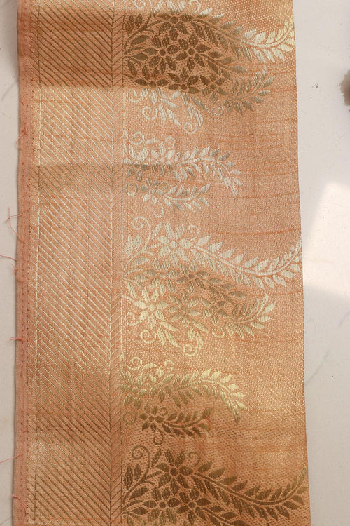 Exquisite Golden Banarasi Silk Lace ( 1 Mtr ) - Luxurion World