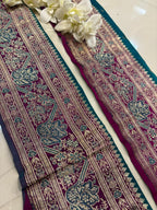 Exquisite Purple Banarasi Handloom Vintage Pure Silk Border Lace ( 1 Mtr ) - Luxurion World