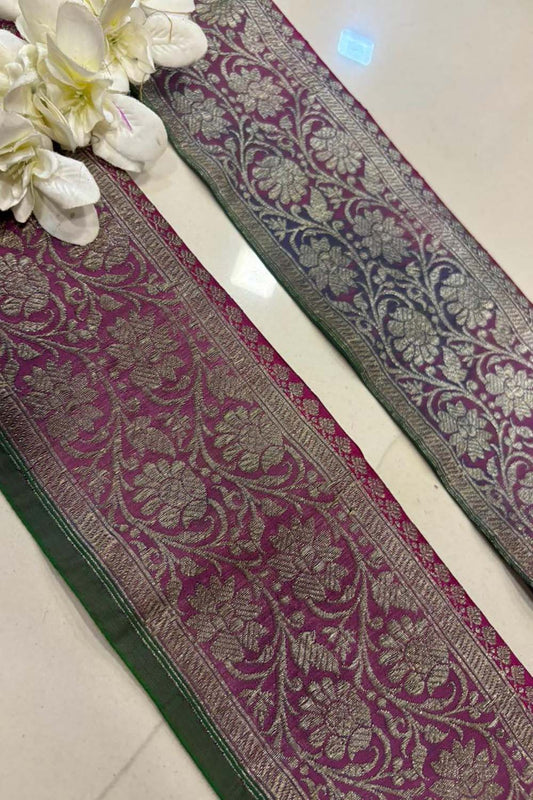 Multicolor Banarasi Handloom Vintage Pure Silk Border Lace ( 1 Mtr ) - Luxurion World