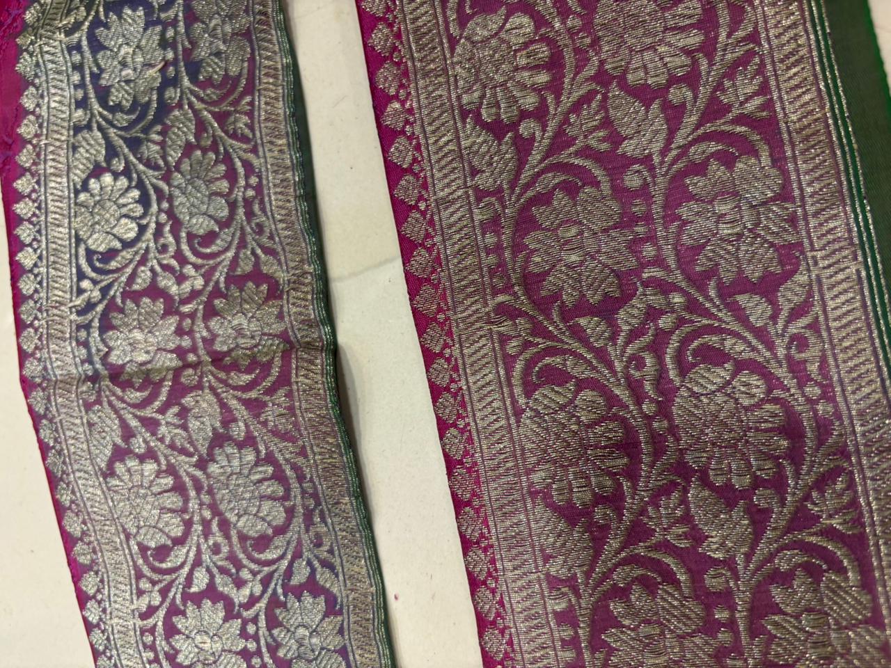 Multicolor Banarasi Handloom Vintage Pure Silk Border Lace ( 1 Mtr ) - Luxurion World