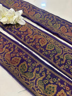 Blue Banarasi Handloom Vintage Pure Silk Border Lace ( 1 Mtr ) - Luxurion World