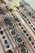 Peach Banarasi Handloom Vintage Pure Silk Border Lace ( 1 Mtr ) - Luxurion World
