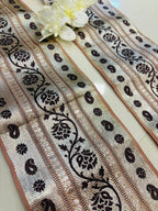 Peach Banarasi Handloom Vintage Pure Silk Border Lace ( 1 Mtr ) - Luxurion World