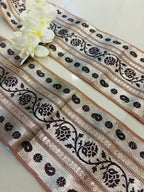 Peach Banarasi Handloom Vintage Pure Silk Border Lace ( 1 Mtr ) - Luxurion World