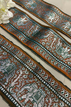Orange Banarasi Handloom Vintage Pure Silk Border Lace ( 1 Mtr ) - Luxurion World