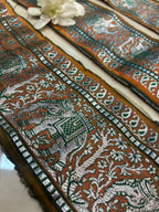 Orange Banarasi Handloom Vintage Pure Silk Border Lace ( 1 Mtr ) - Luxurion World