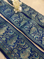 Blue Banarasi Handloom Vintage Pure Silk Border Lace ( 1 Mtr ) - Luxurion World